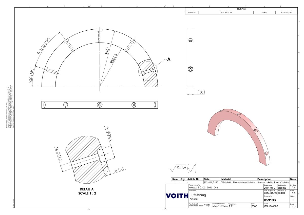 First page of Kolwezi SC303 Air Seal Design Document