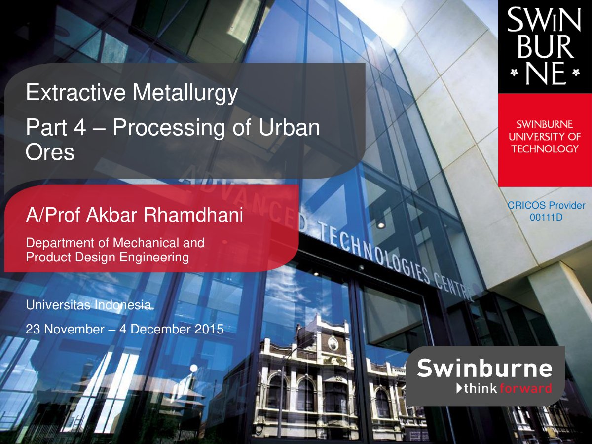 First page of 302314850 Part 3 Processing of Urban Ores