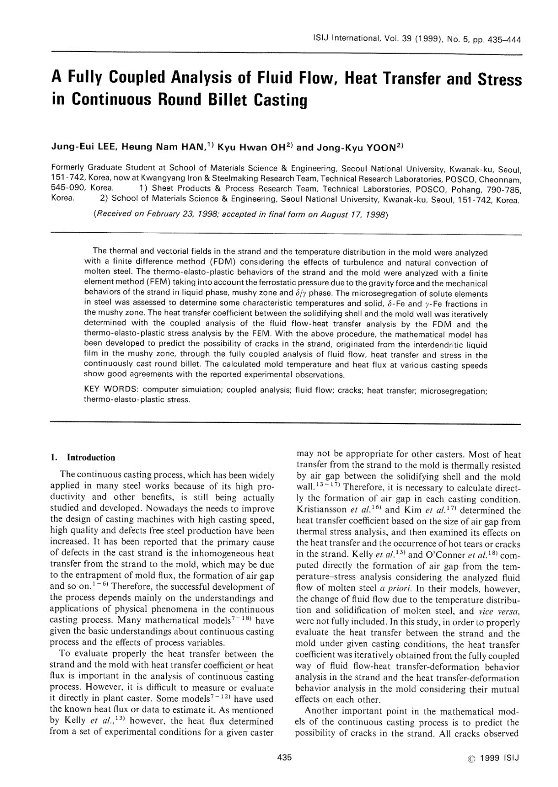 First page of A Fully Coupled Analysis of Fluid Flow H