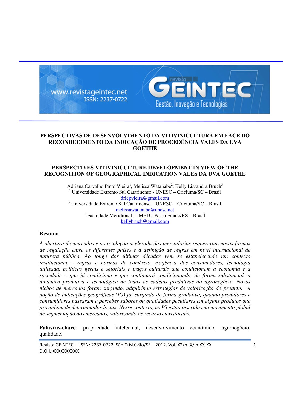 First page of PERSPECTIVAS DE DESENVOLVIMENTO DA VITIV