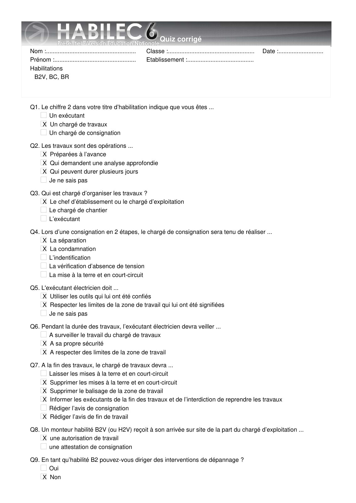 First page of test corrige