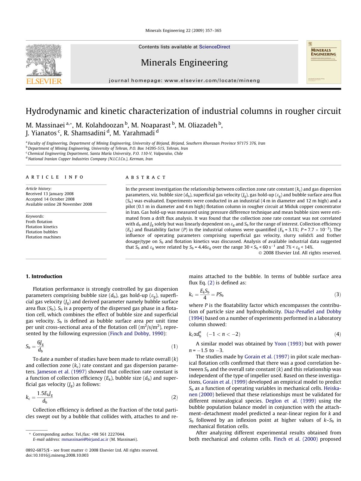 First page of Hydrodynamic and kinetic characterizatio