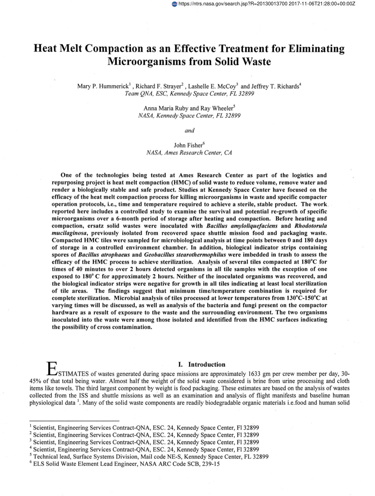 First page of Heat Melt Compaction as an Effective Tre