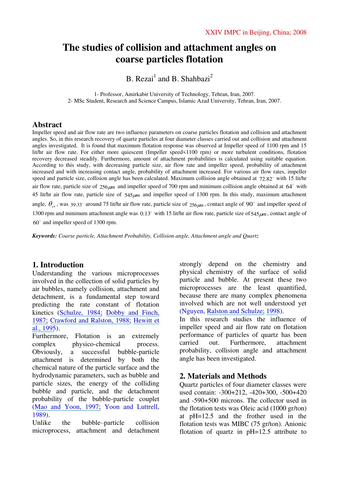 First page of The studies of collision and attachment