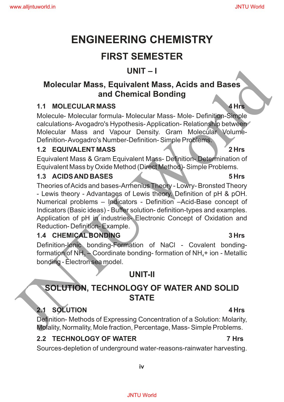 First page of ENGINEERING CHEMISTRY FIRST SEMESTER UNI