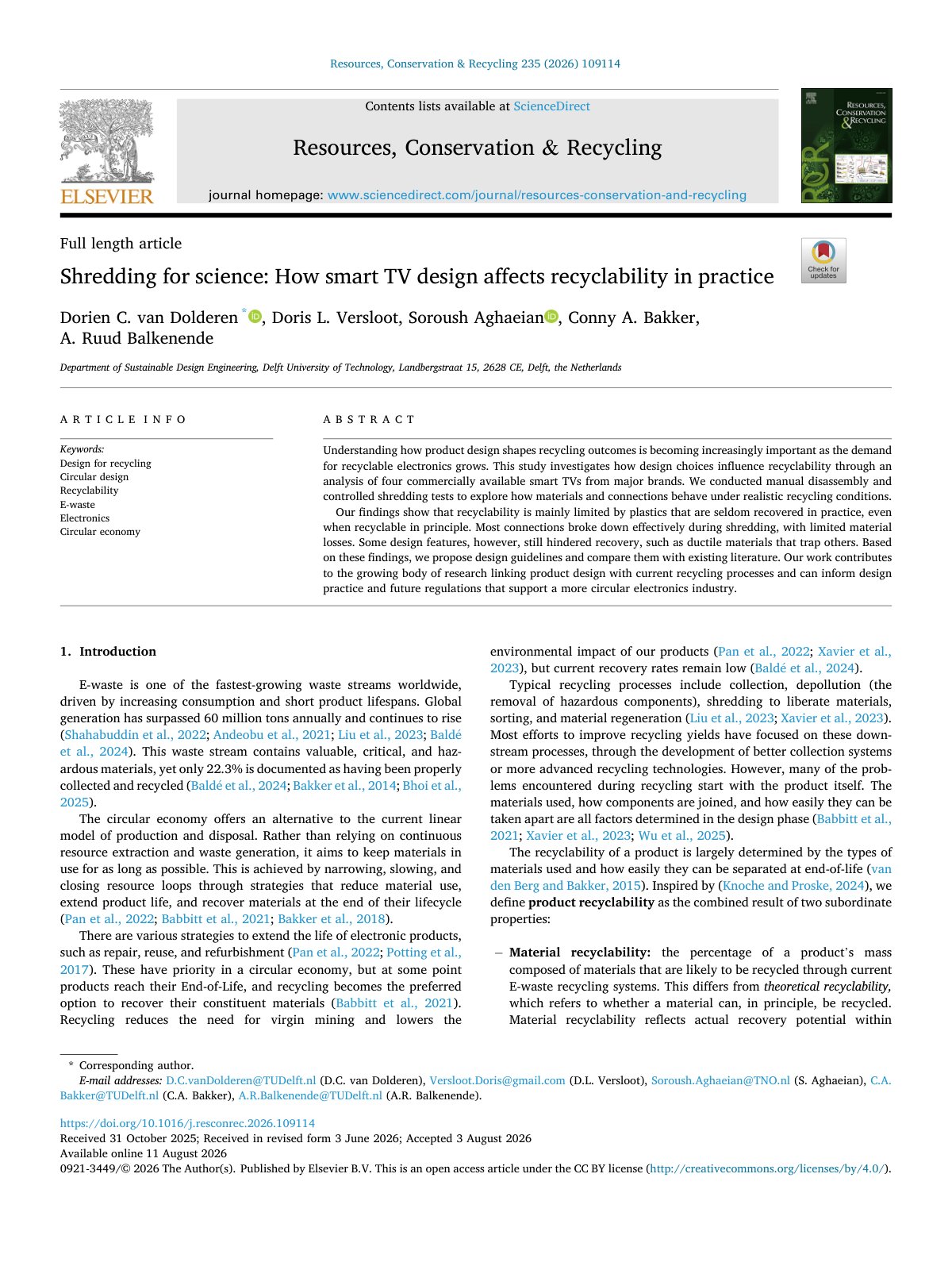 First page of Shredding for science  How smart TV design affec 2026 Resources  Conservatio