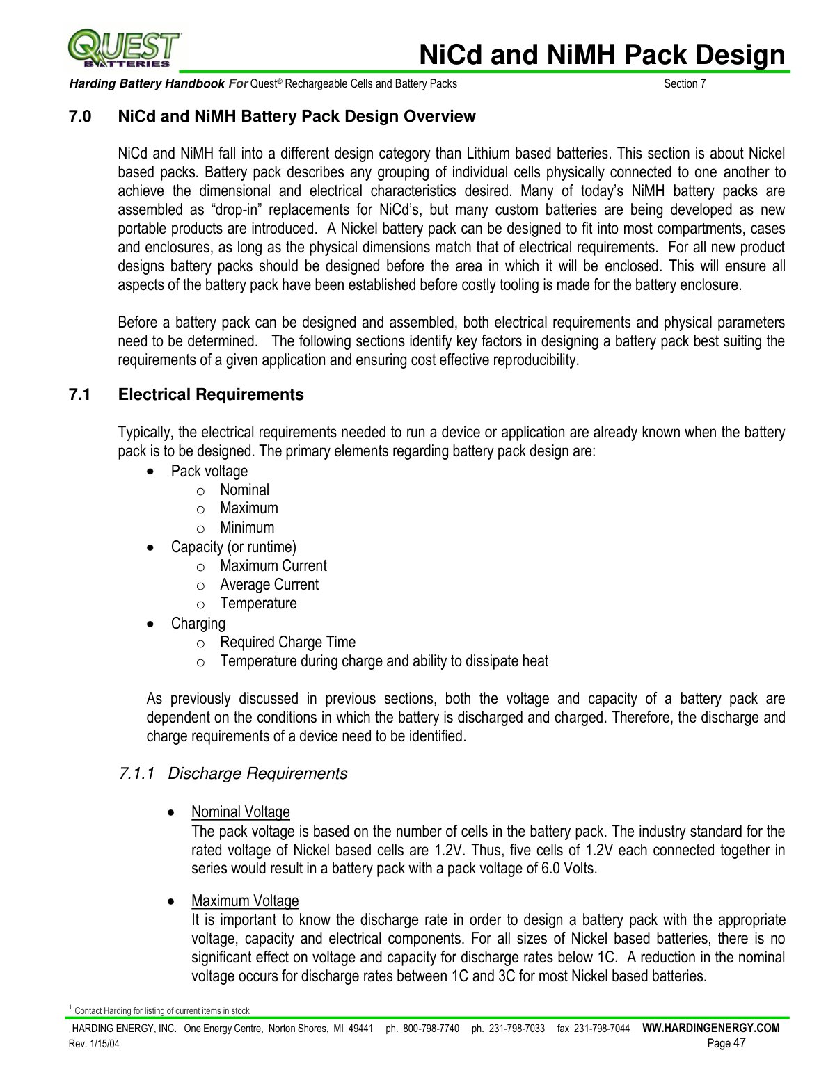 First page of NiCd and NiMH Battery Pack Design