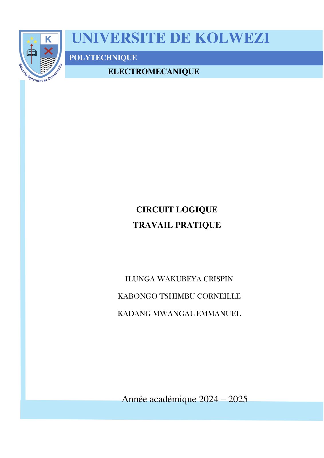 First page of RESOLUTION CIRCUIT LOGIQUE