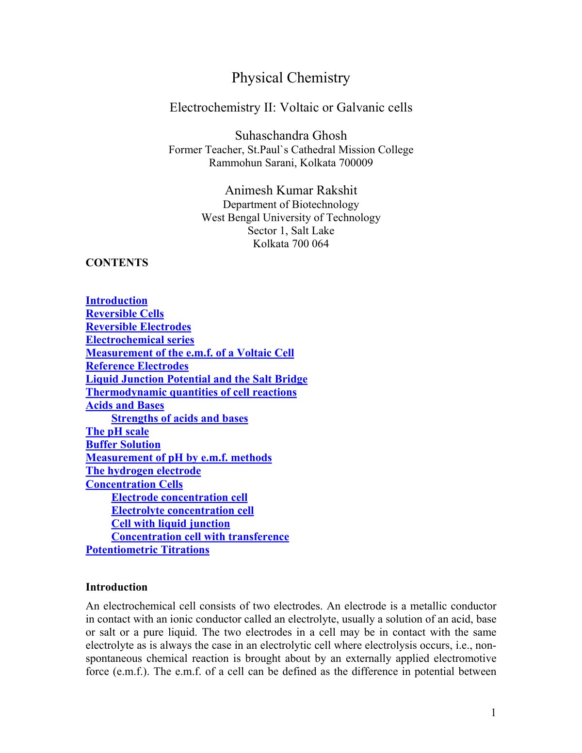 First page of electrochemistry