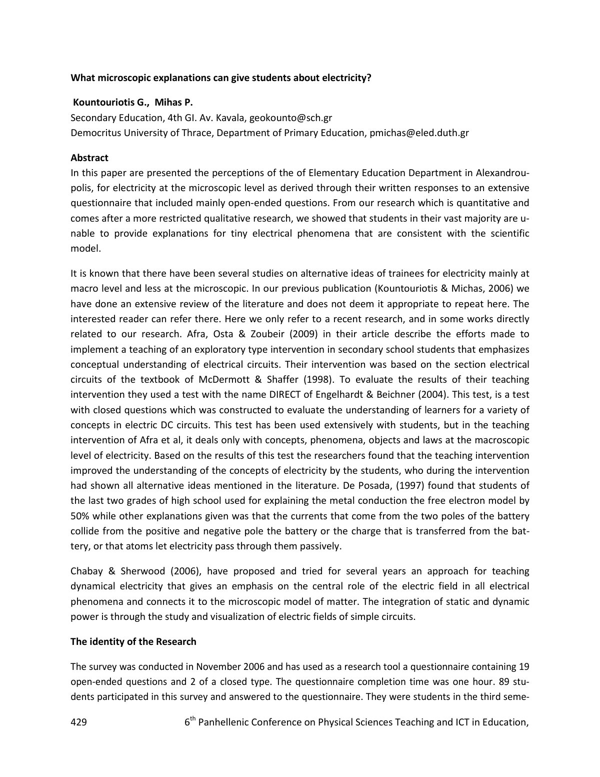 First page of What microscopic explanations can give students about electricity?