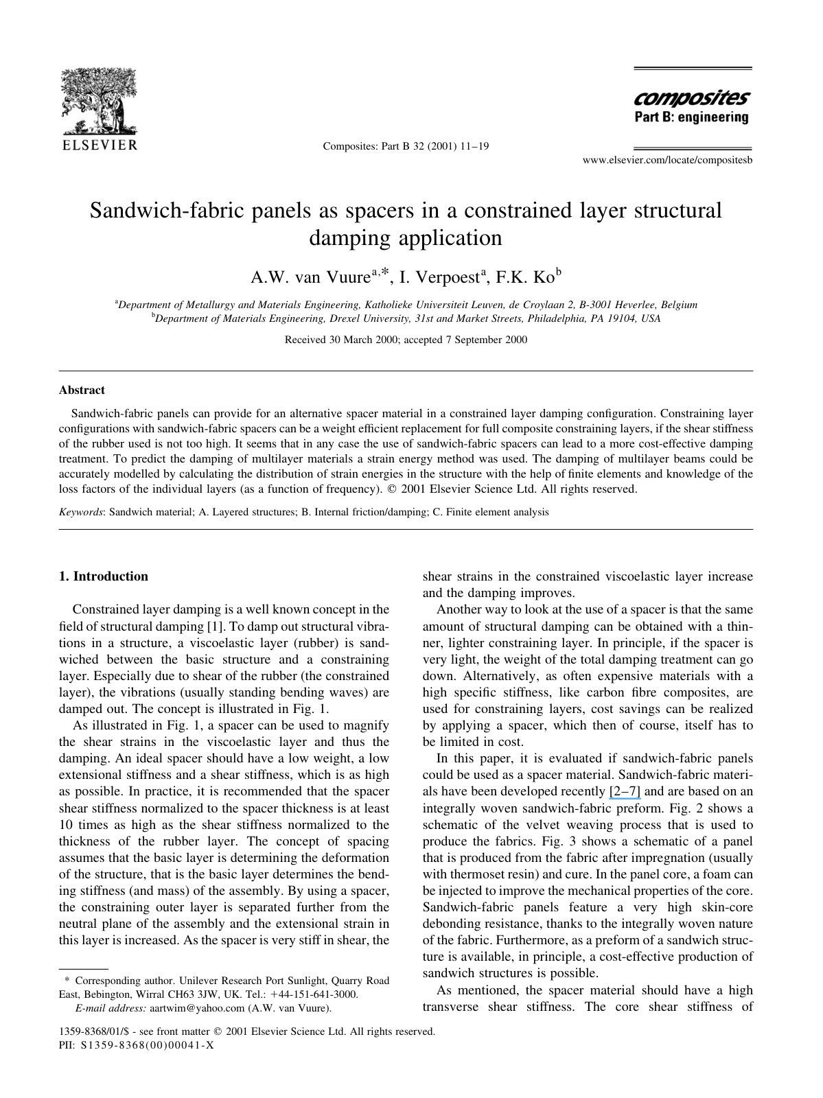 First page of Sandwich fabric panels as spacers in a c