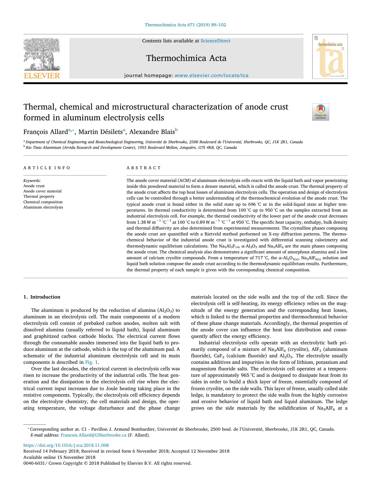 First page of Thermal chemical and microstructural cha