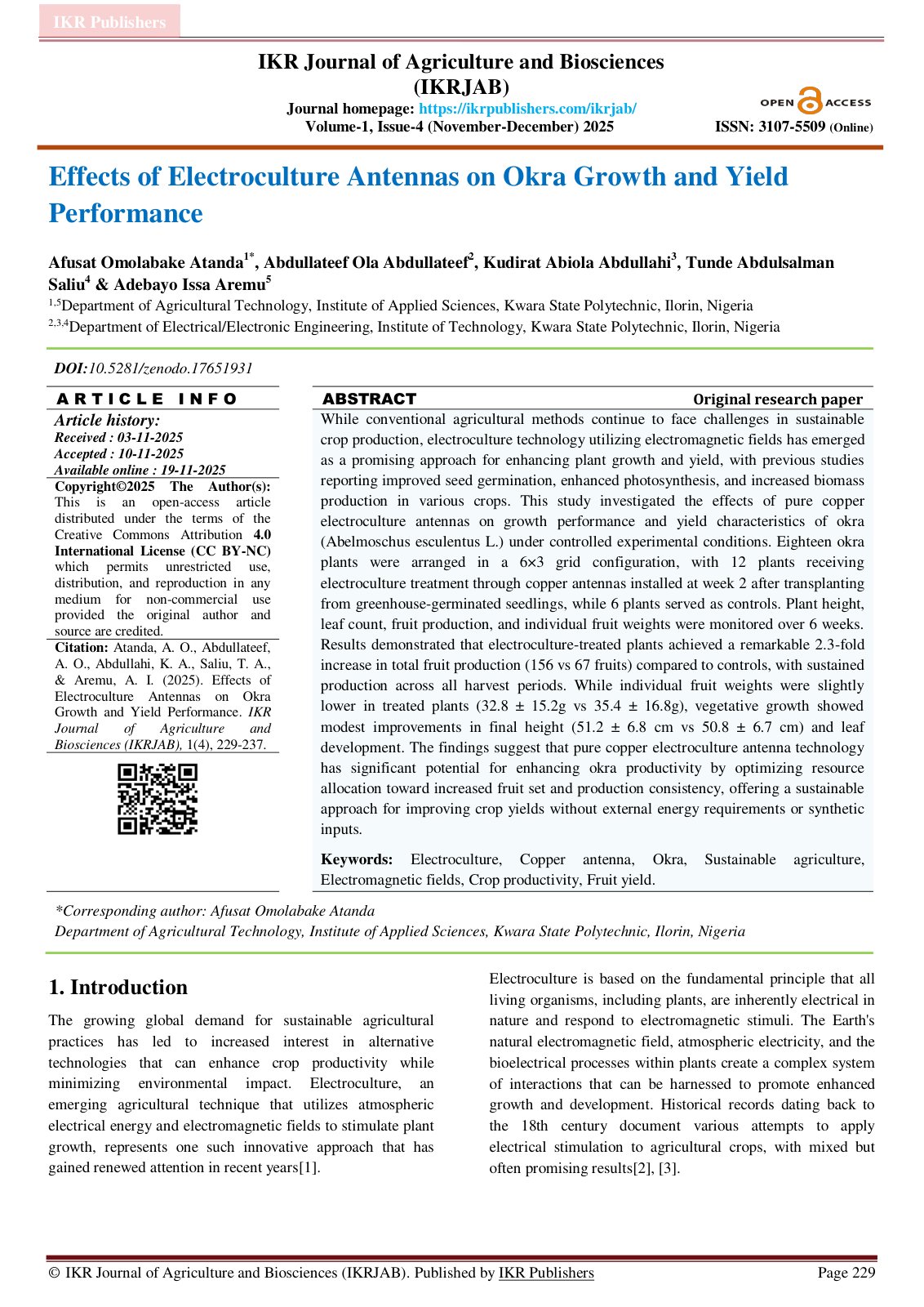First page of Effects of Electroculture Antennas on Ok