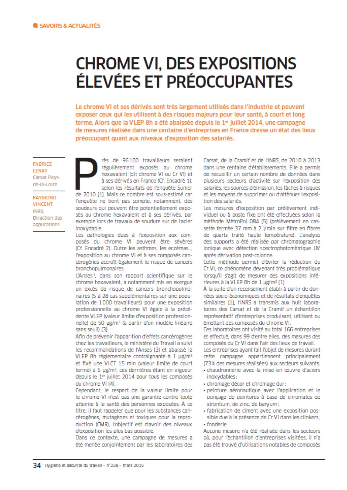 First page of chrome6 article expos elevees