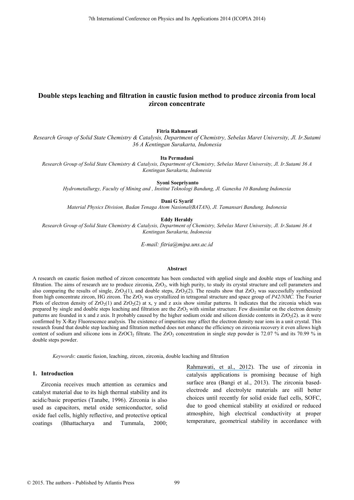 First page of Double steps leaching and filtration in