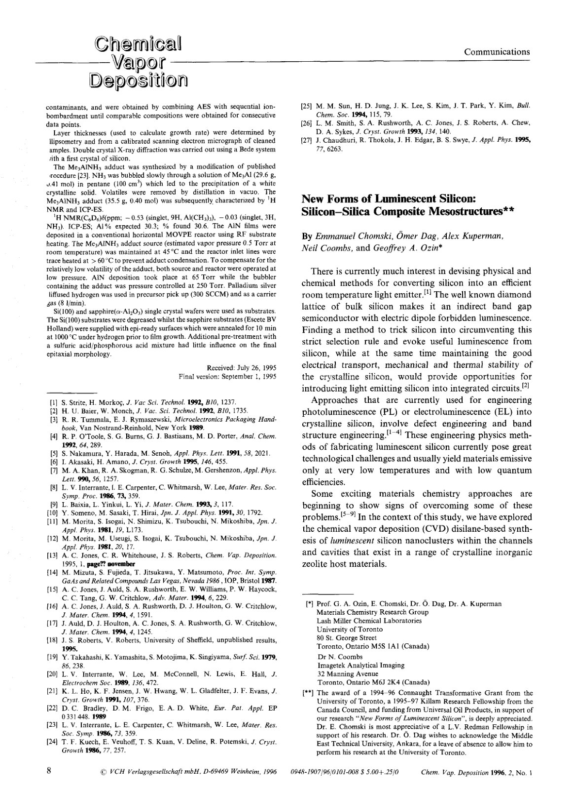 First page of New forms of luminescent silicon Silicon
