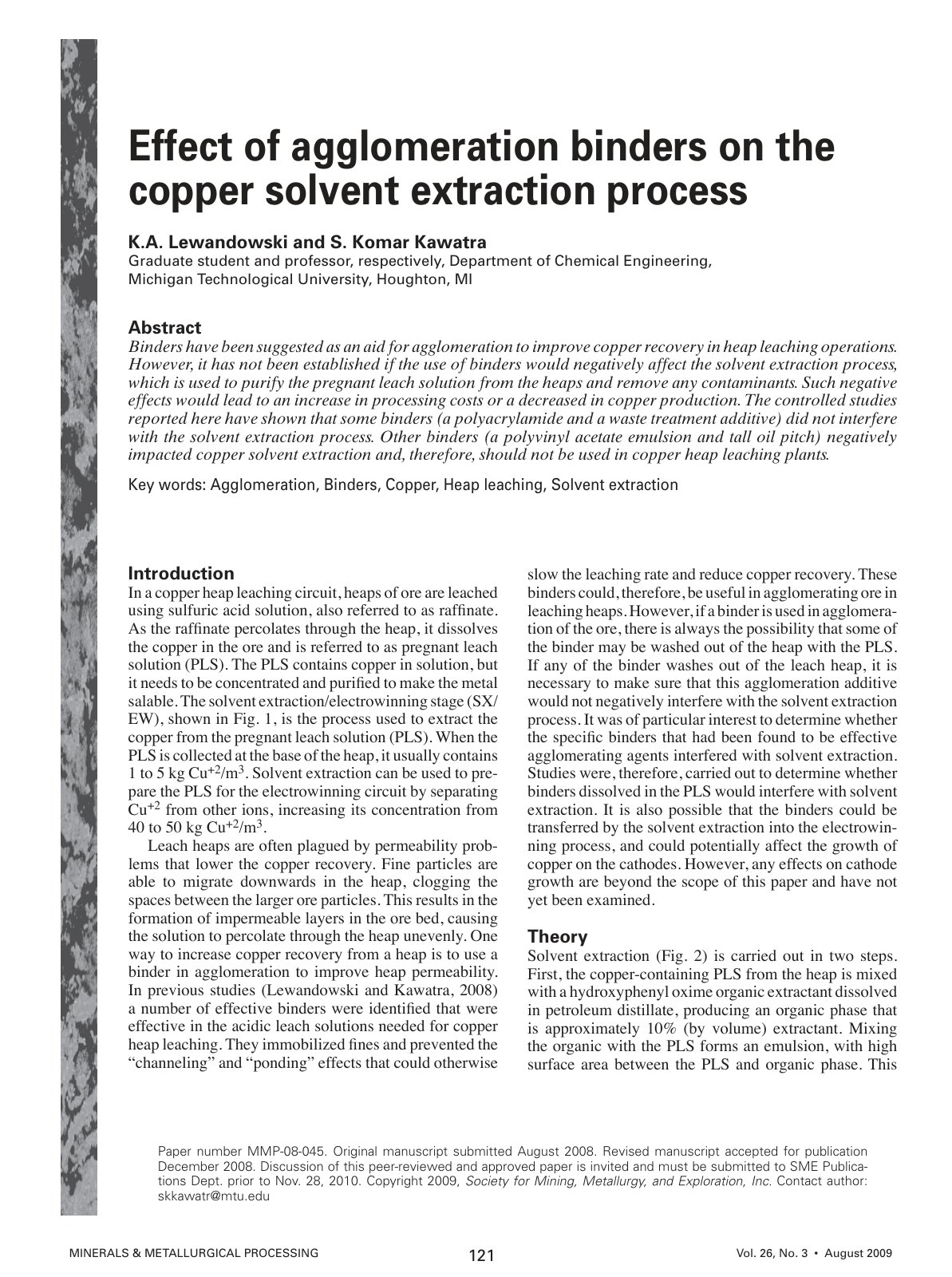 First page of Effect of agglomeration binders on the c