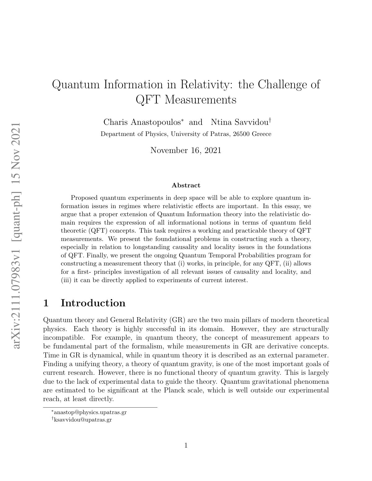 First page of Quantum Information in Relativity The Ch