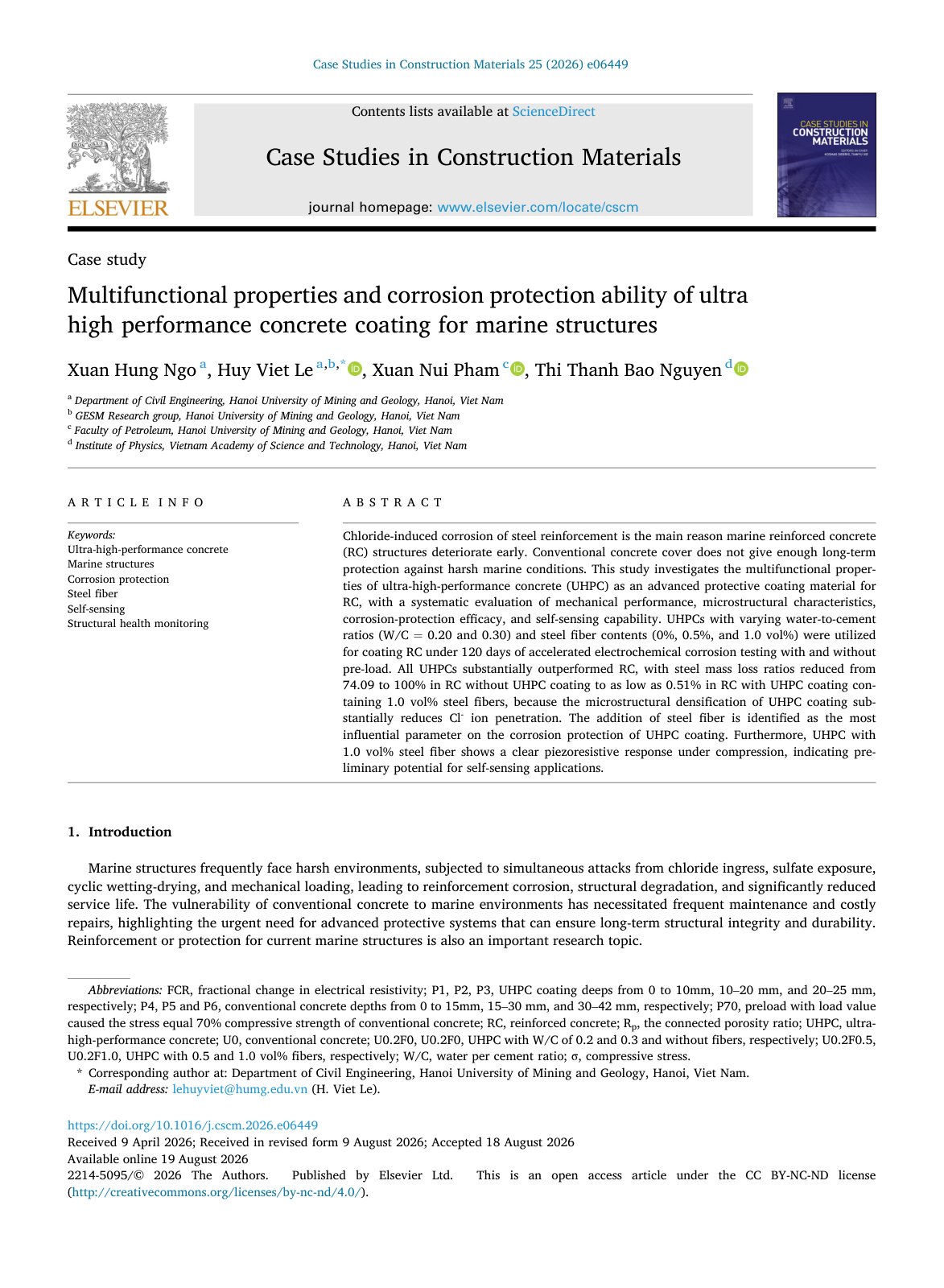 First page of Multifunctional properties and corrosion protection ab 2026 Case Studies in 