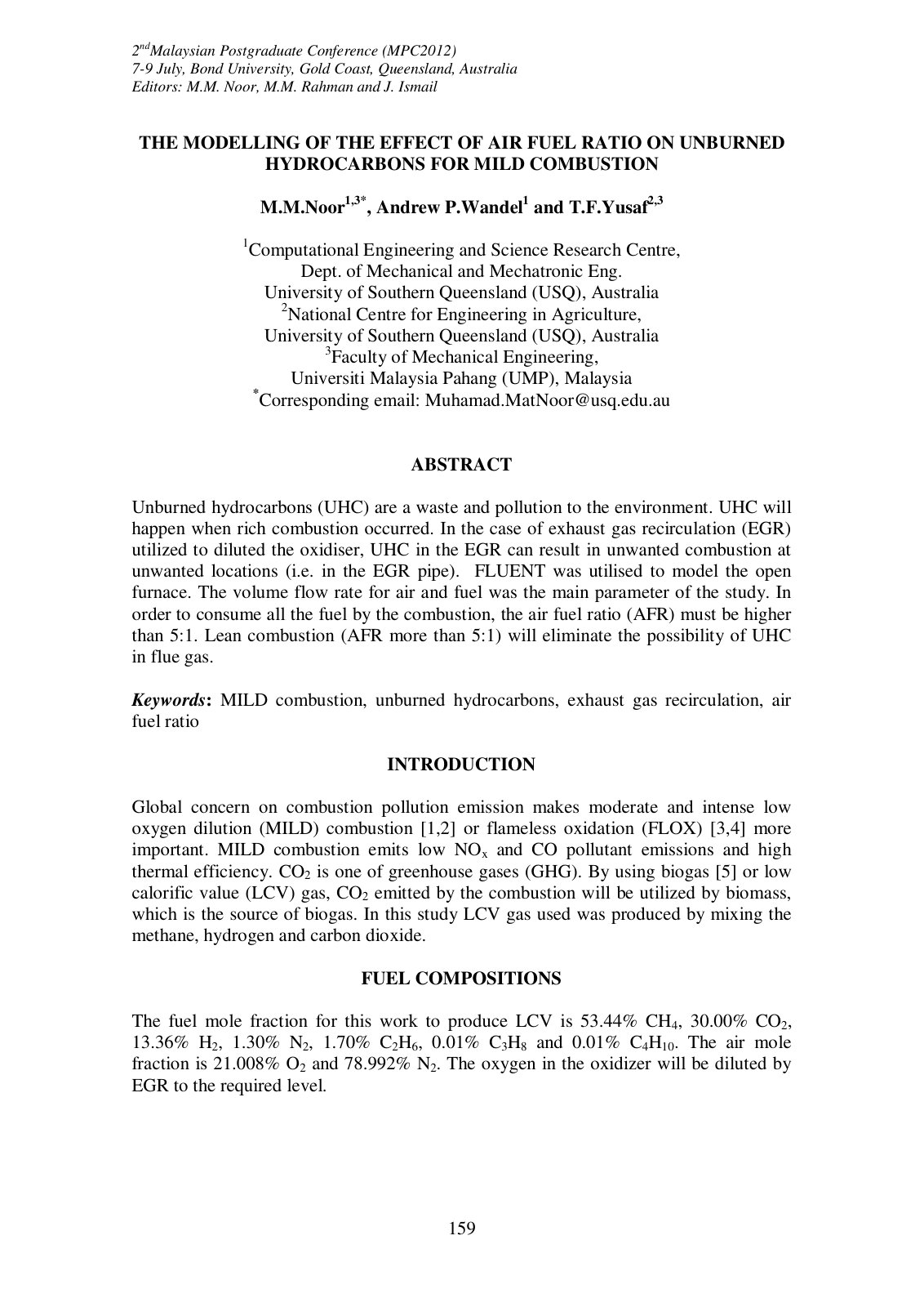 First page of THE MODELLING OF THE EFFECT OF AIR FUEL