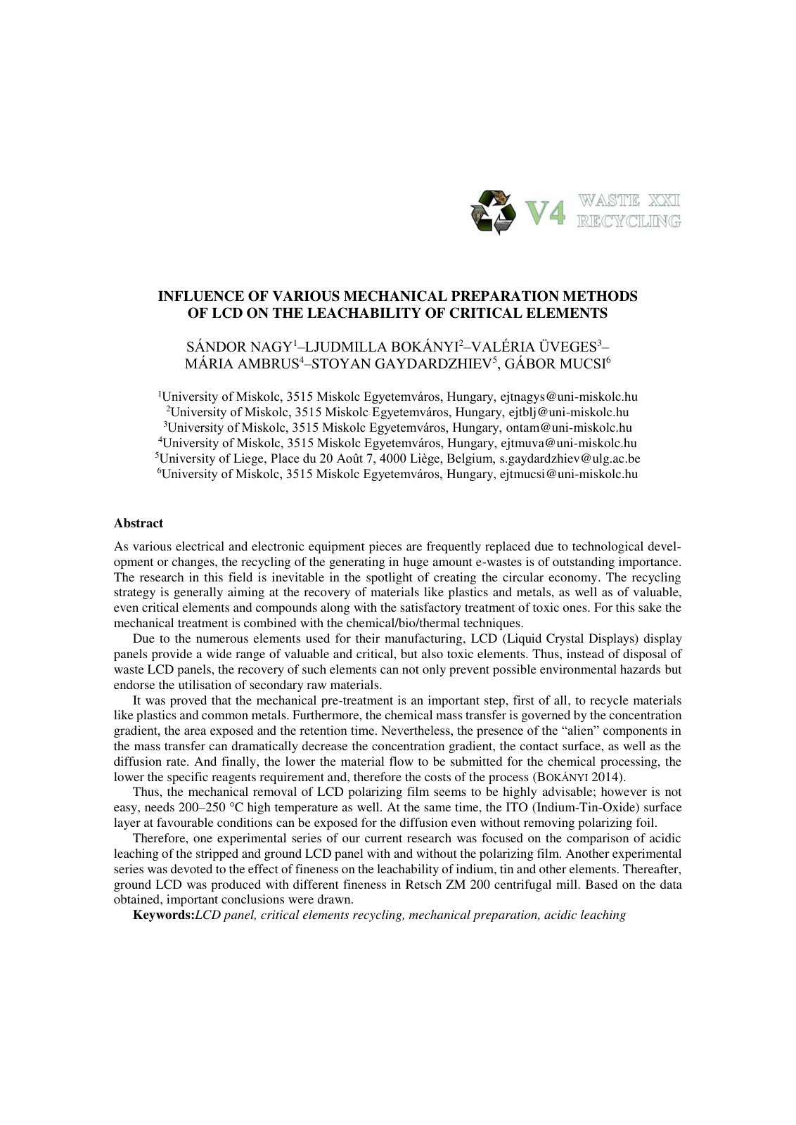 First page of Influence of Various Mechanical Preparat