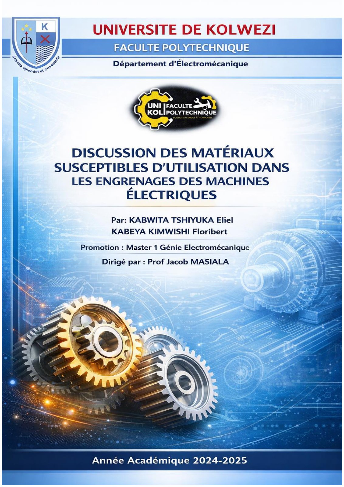 First page of projet science des matériaux