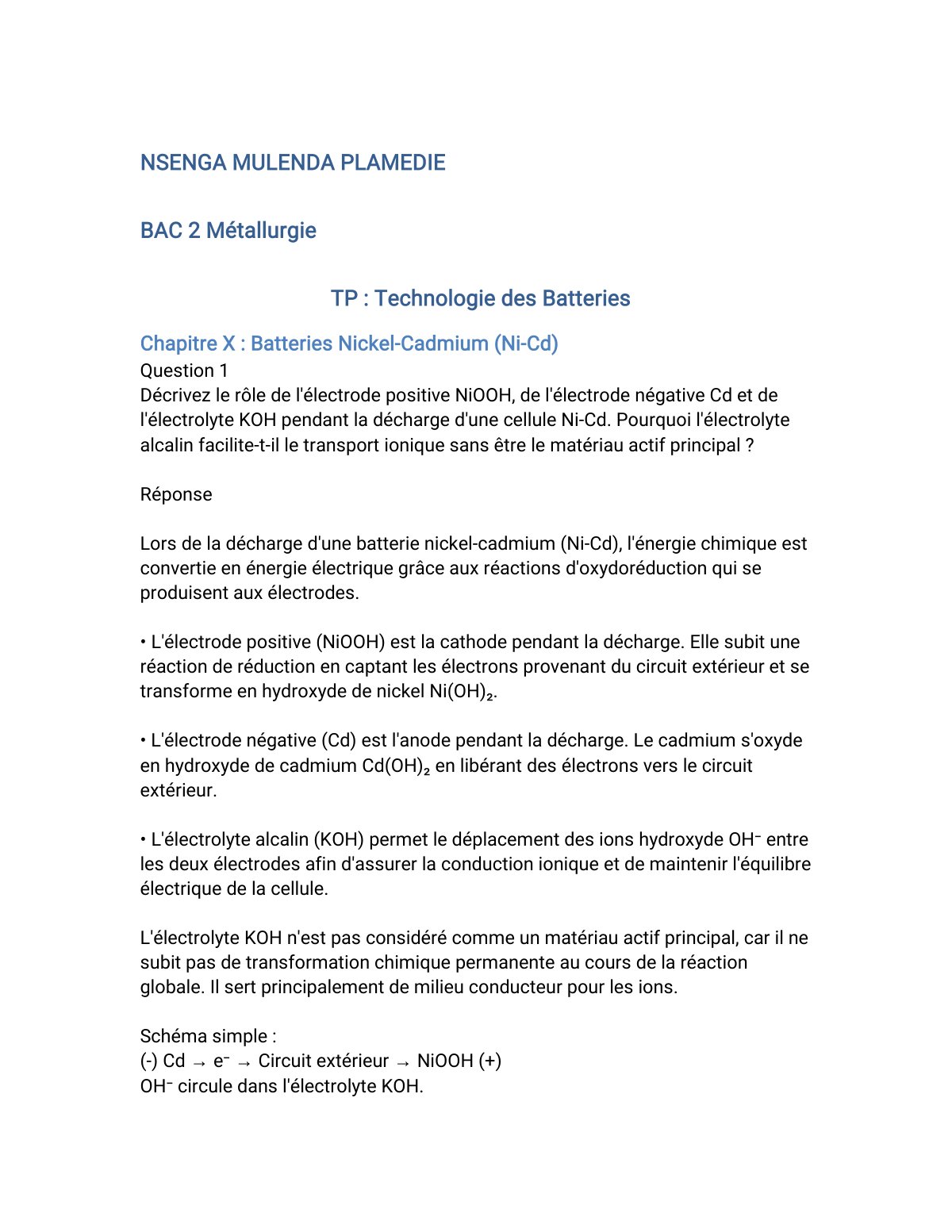 First page of NSENGA MULENDA PLAMEDIE Bac 2 Met
