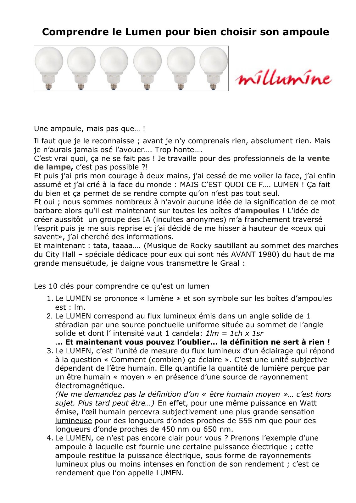 First page of Comprendre le Lumen pour bien choisir son ampoule