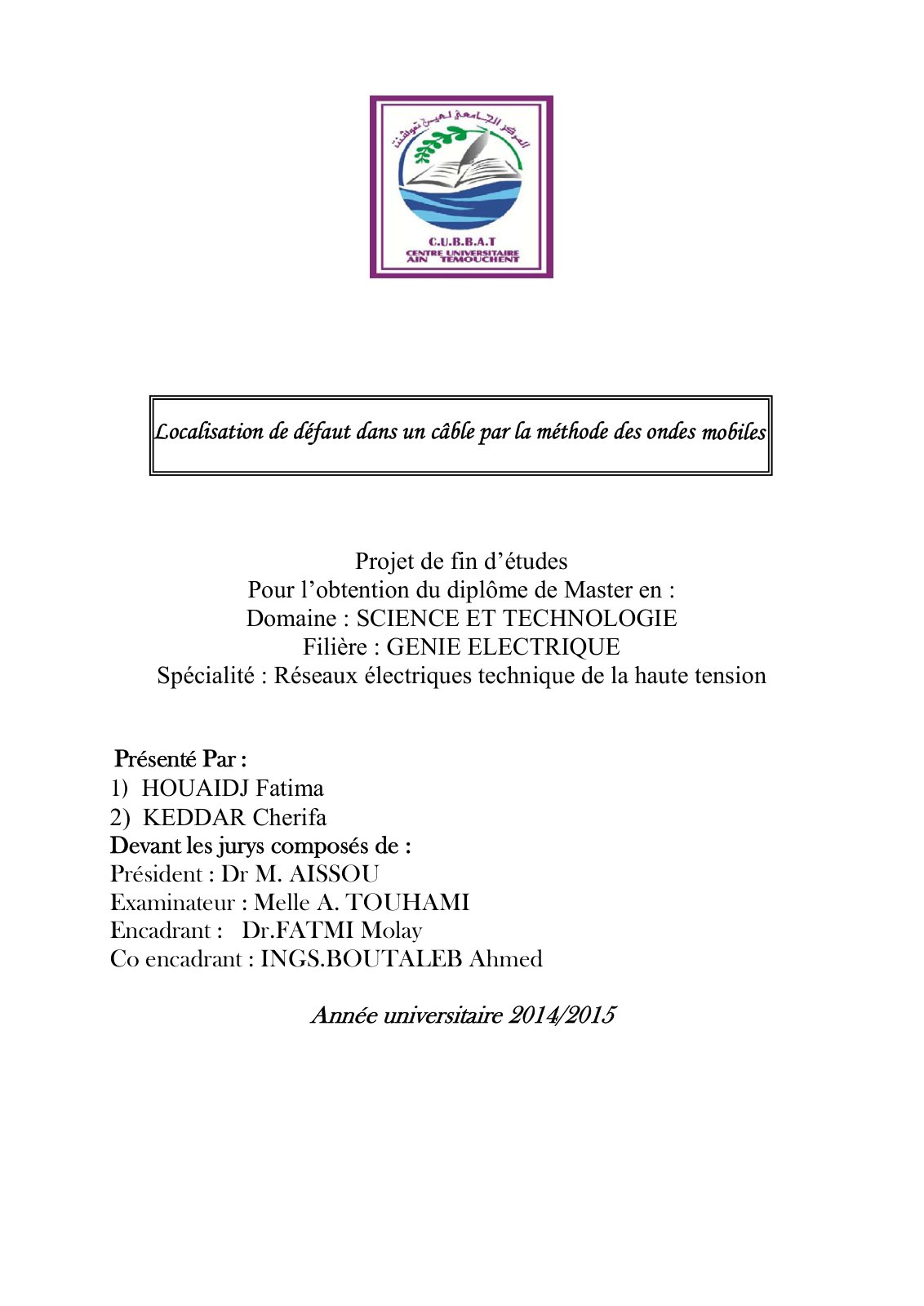 First page of localisation defaut cable