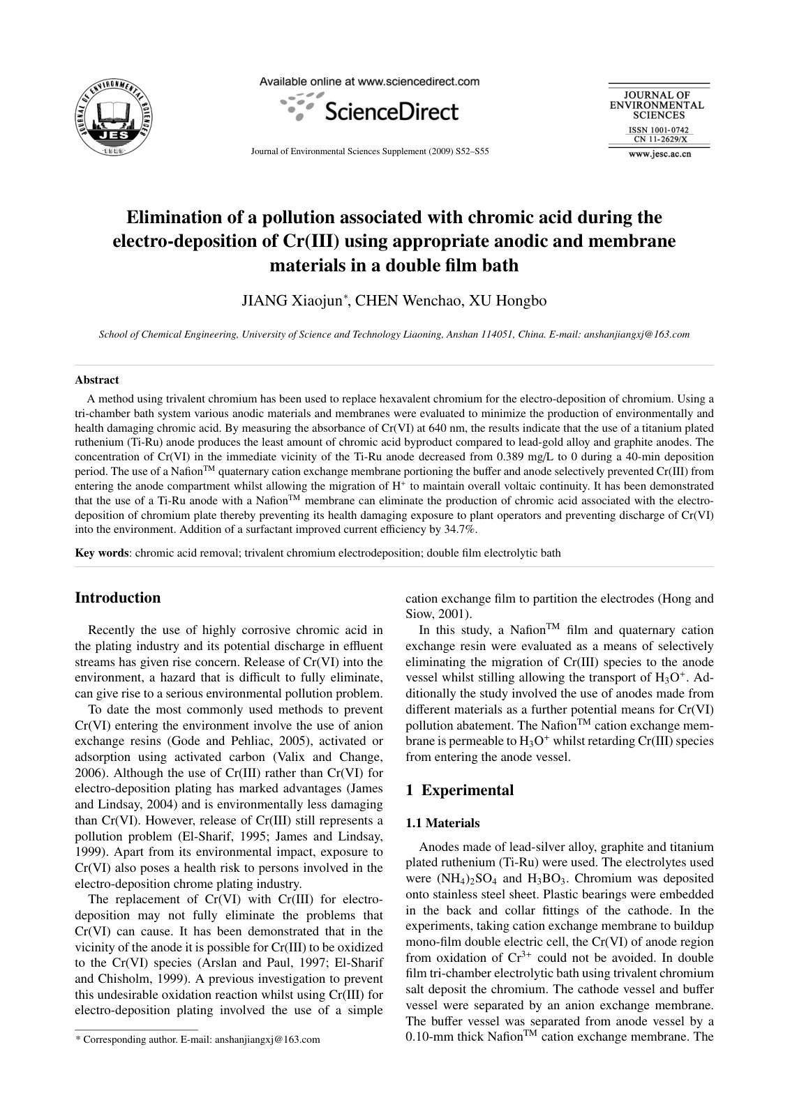 First page of Elimination of a pollution associated wi