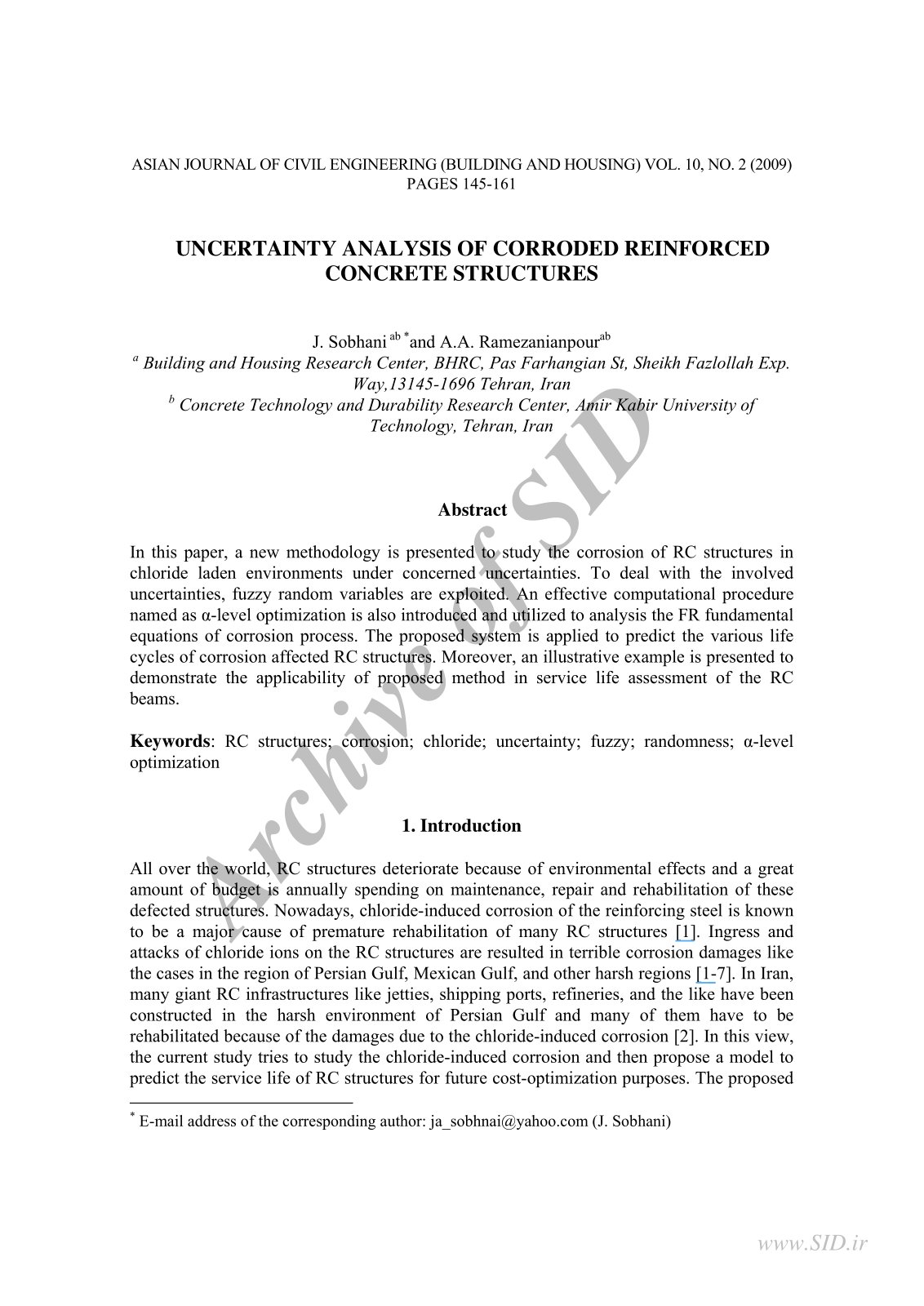 First page of Uncertainty Analysis of Corroded Reinfor