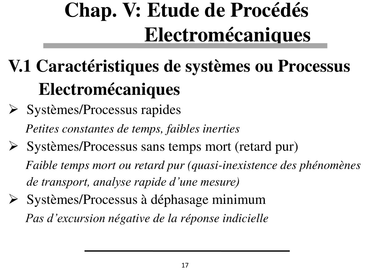 First page of V. Etude de procédés électromécaniques
