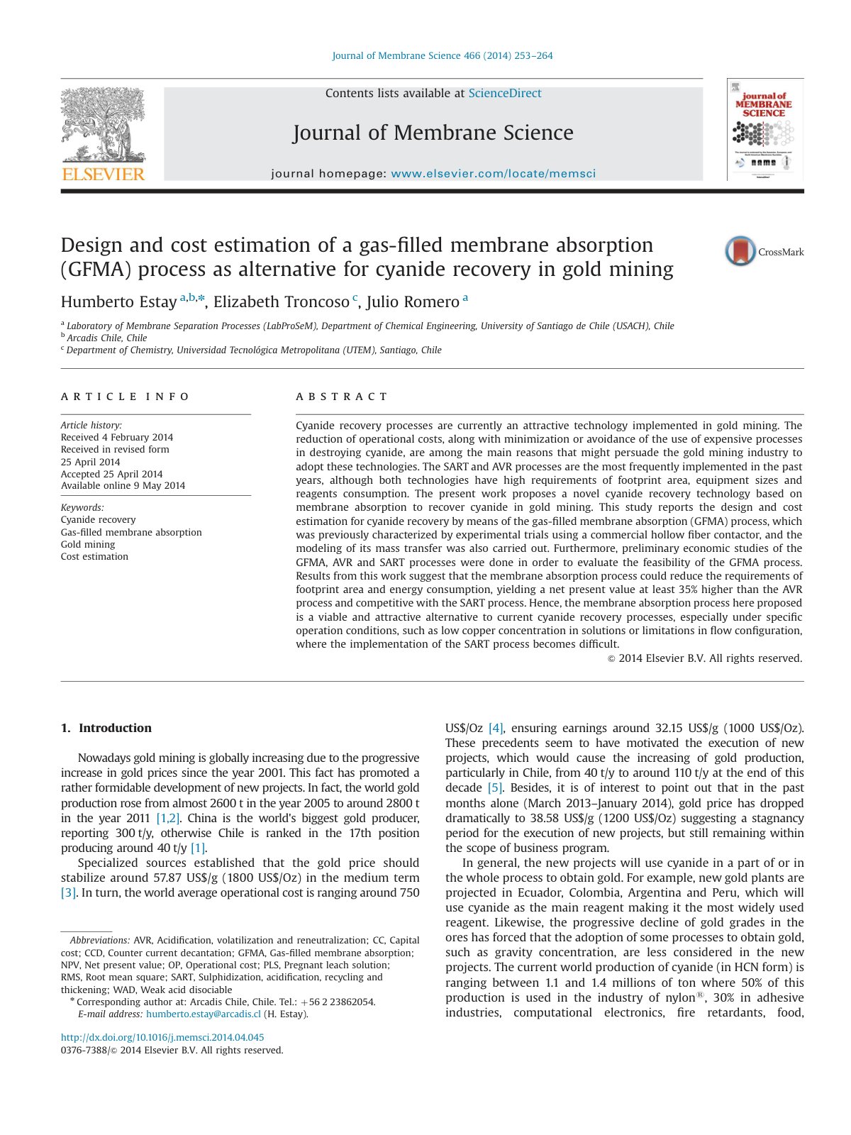 First page of Design and cost estimation of a gas fill