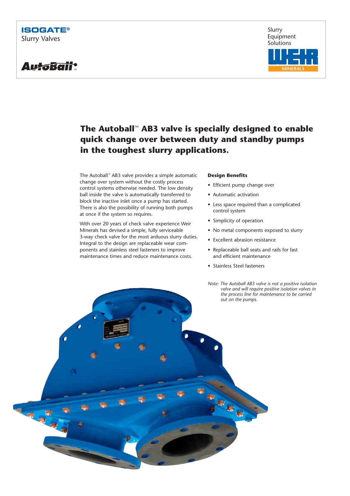 First page of ISOGATE Slurry Valves  Autoball PREVIEW