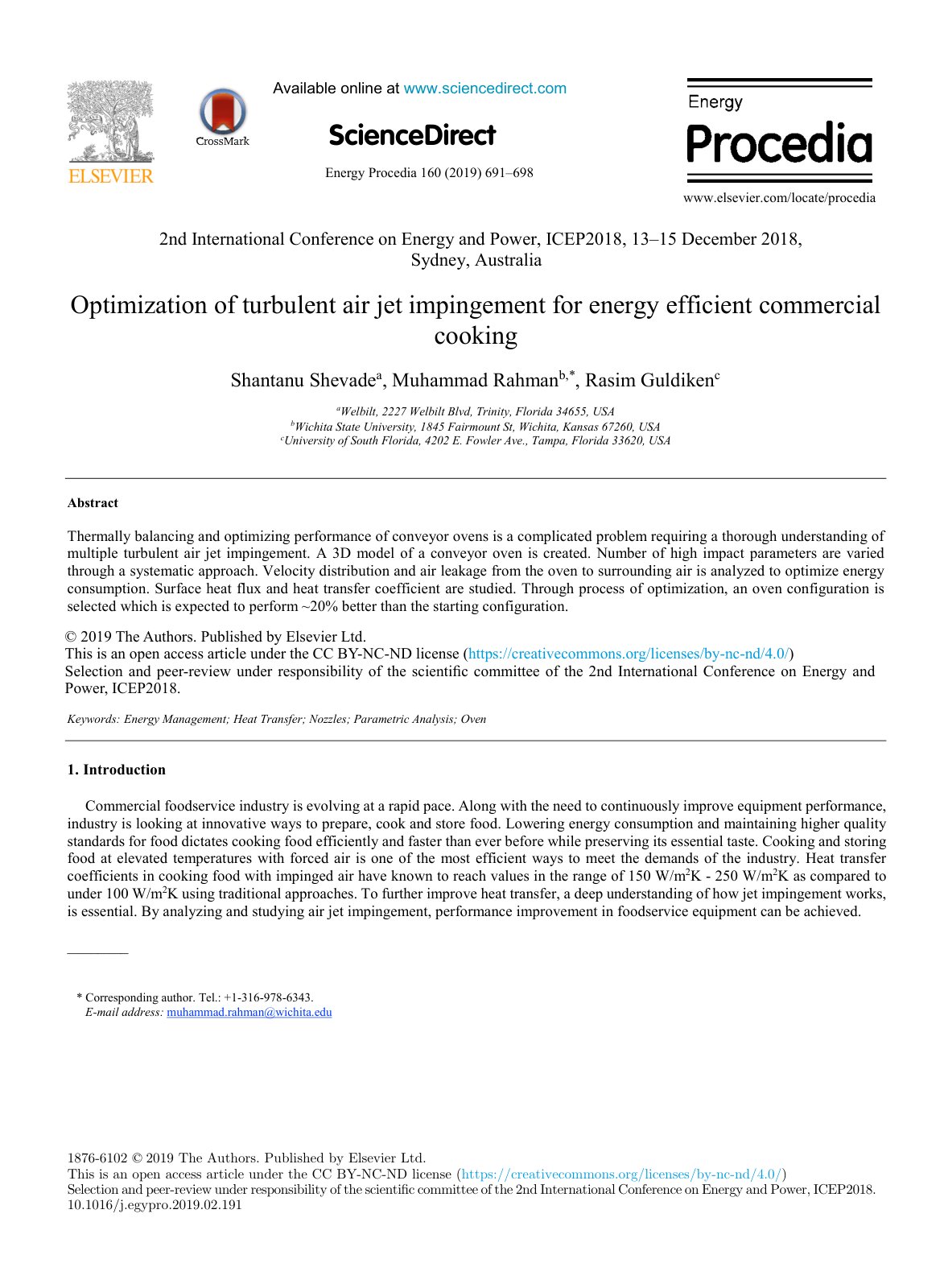 First page of Optimization of turbulent air jet imping
