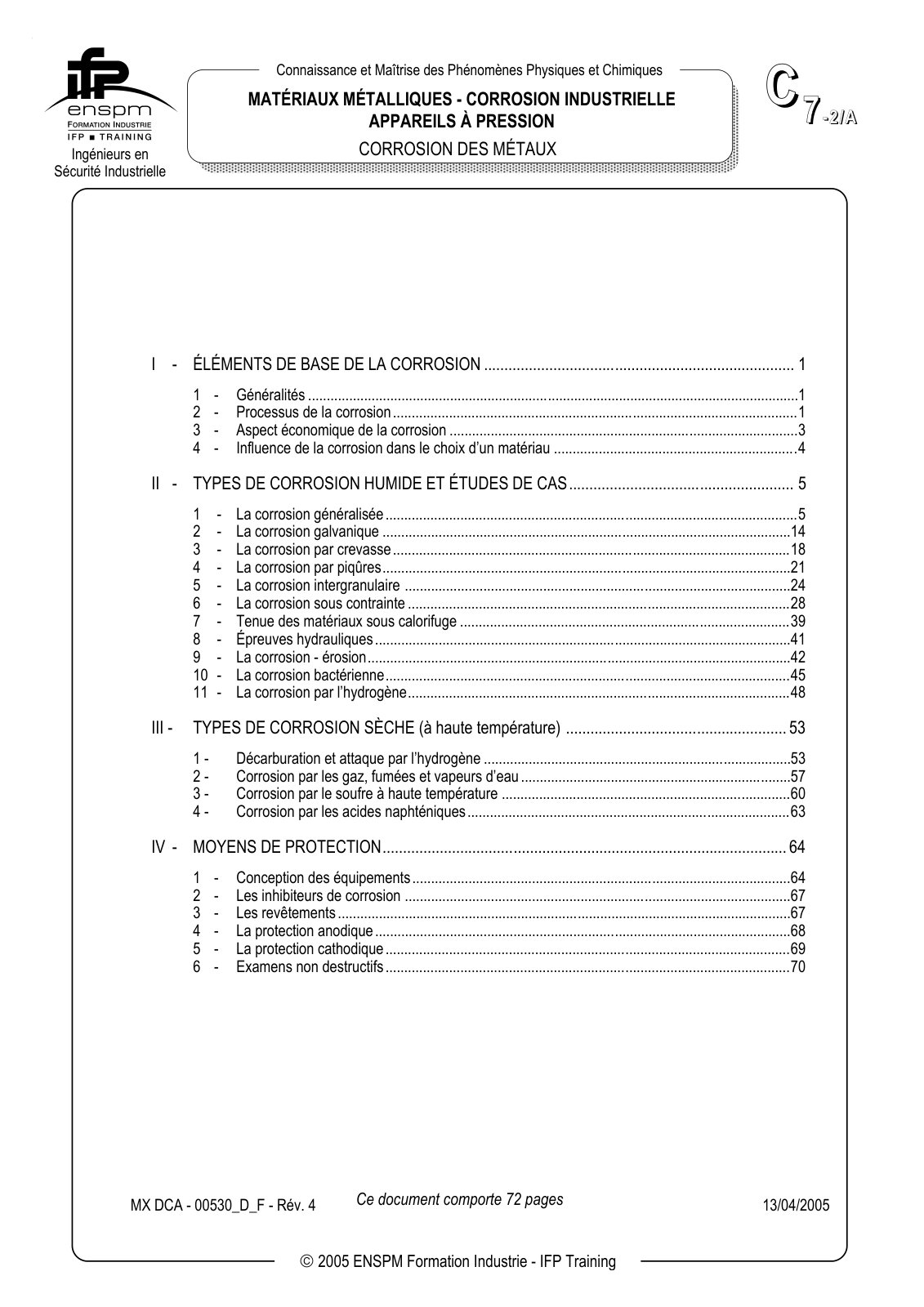 First page of Éléments de base de la corrosion