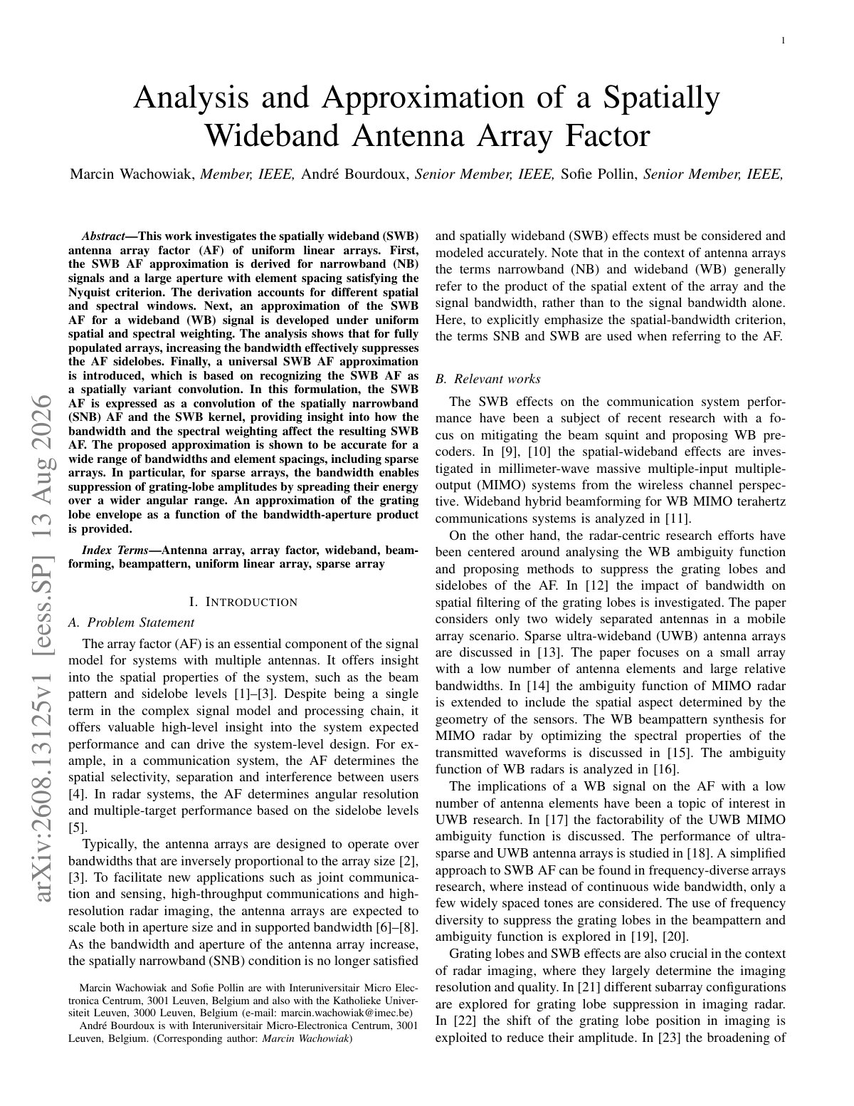 First page of 2026 Wachowiak Spatially Wideband Antenna Array