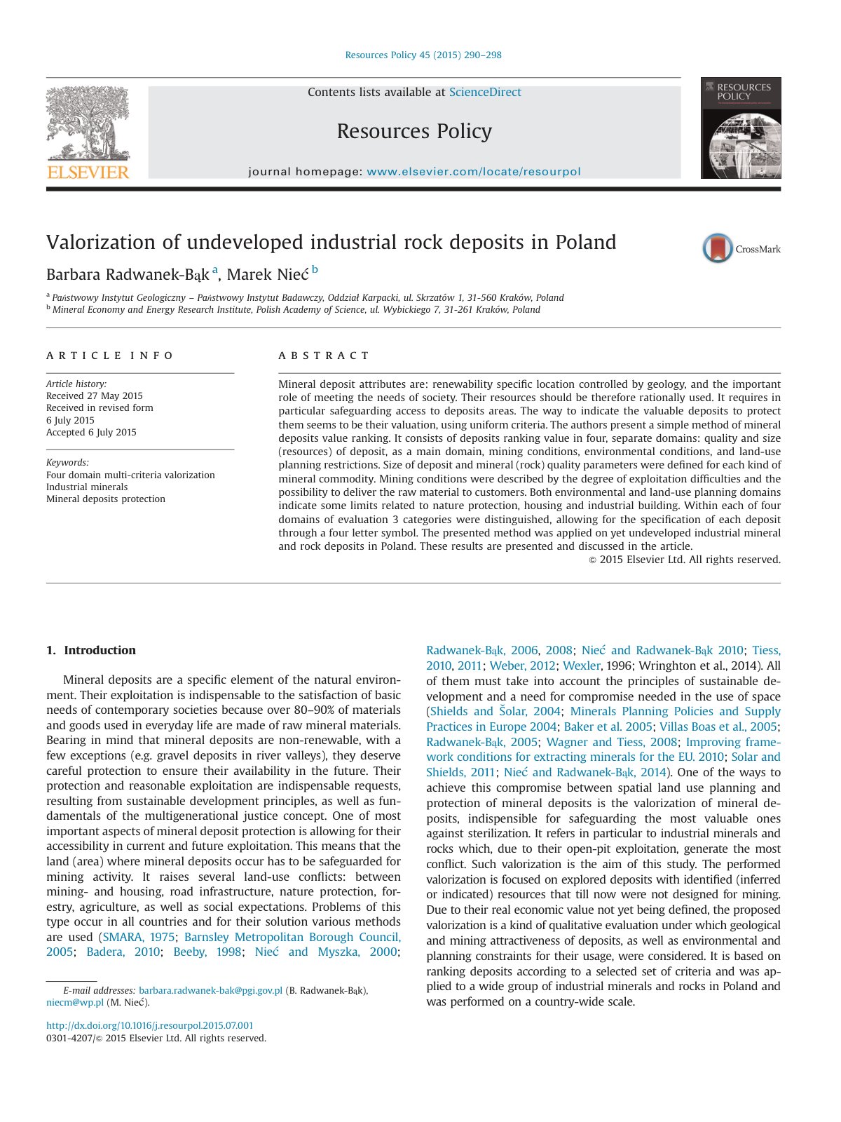 First page of Valorization of undeveloped industrial r