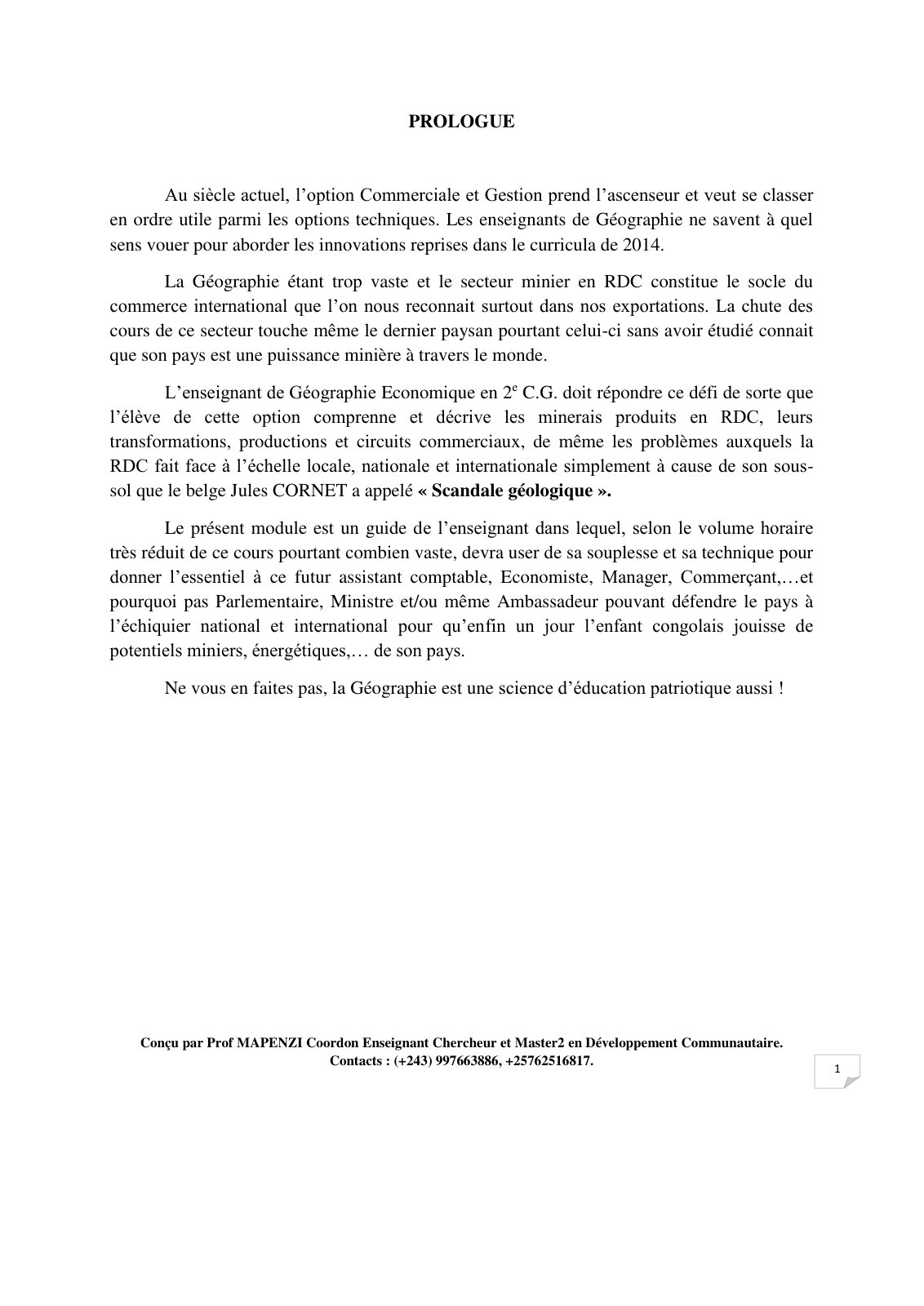 First page of GEOGRAPHIE ECONOMIQUE NIVEAU 2 : ADAPTE A LA 4ème ANNEE COMMERCIALE ET GESTION