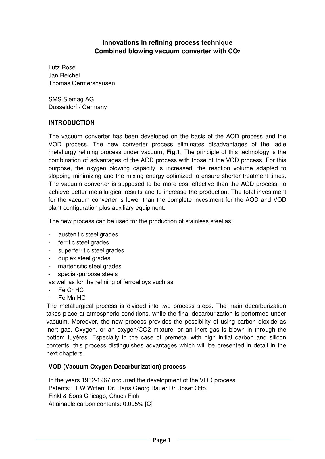 First page of Presentation