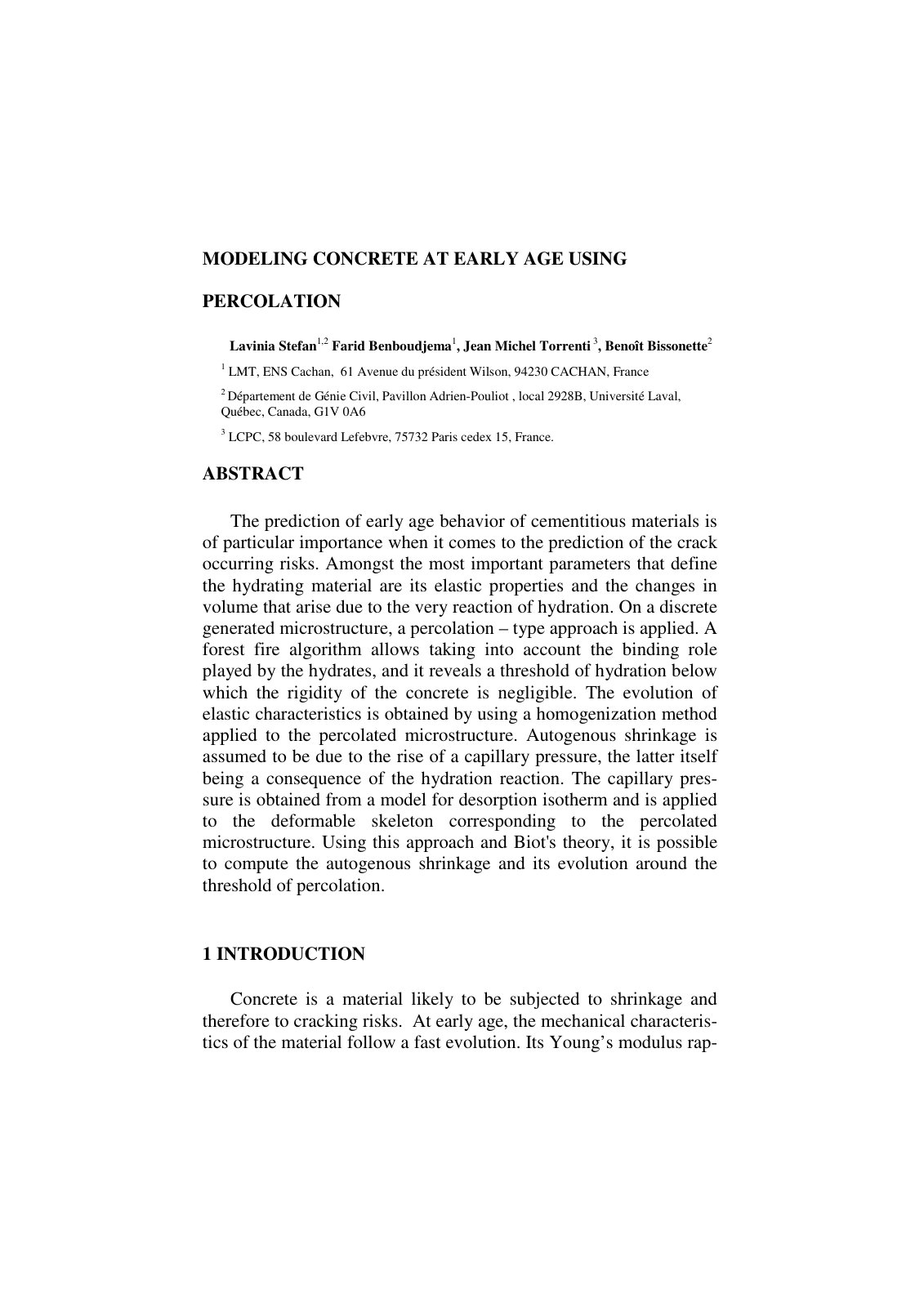 First page of Modeling Concrete at Early Age Using Per