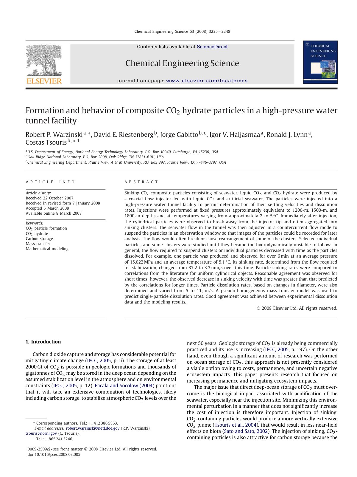 First page of Formation and behavior of composite CO 2