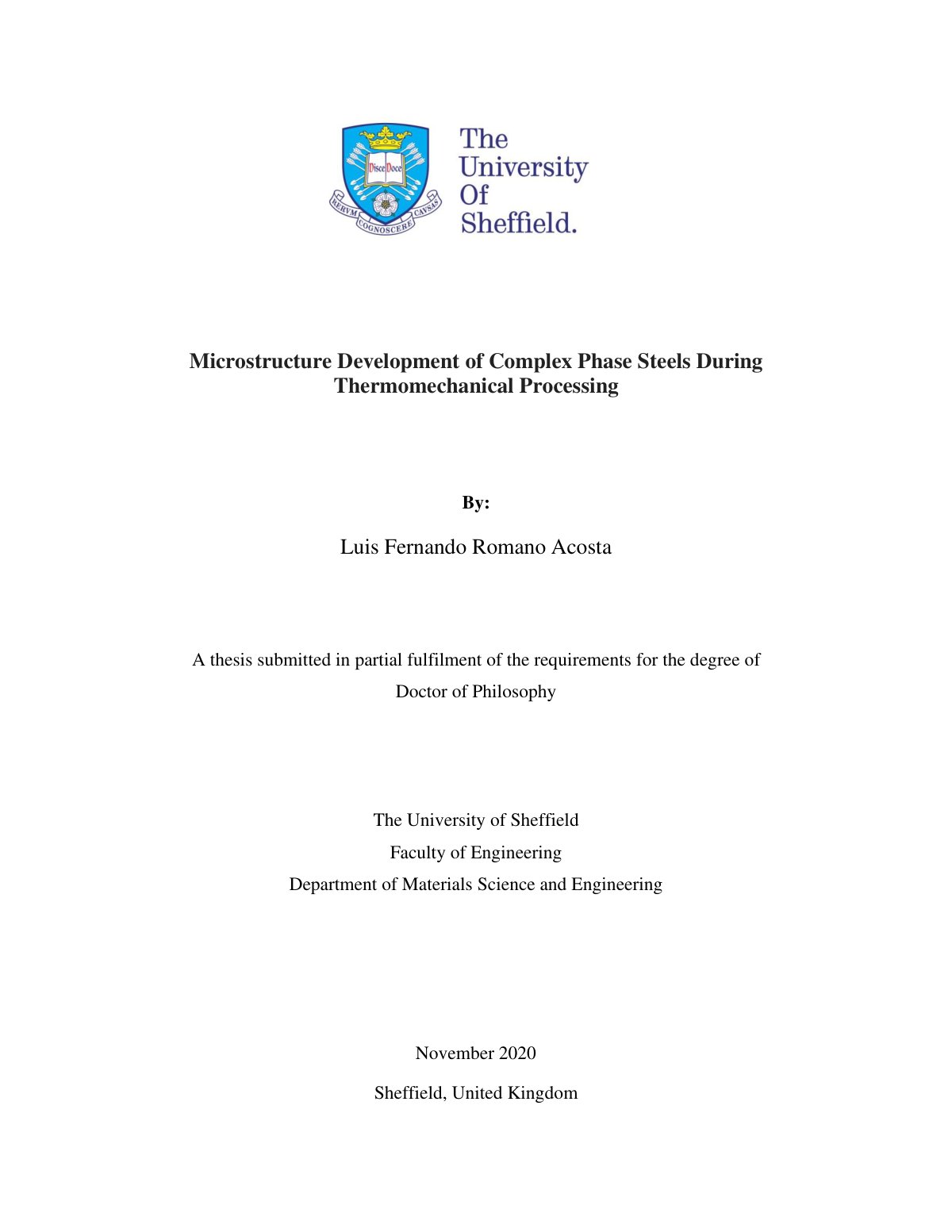 First page of Microstructure Development of Complex Phase Steels During