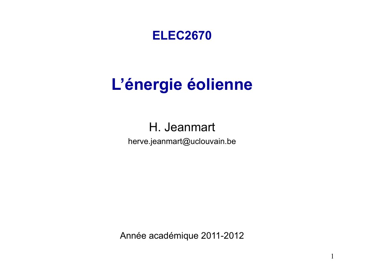 First page of L’énergie éolienne