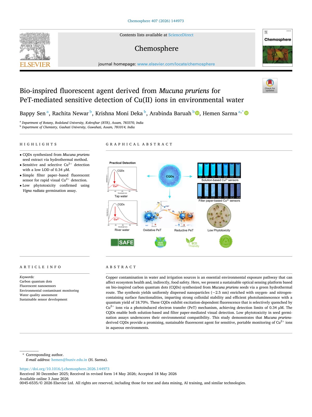 First page of Bio inspired fluorescent agent derived from Mucuna pruriens for P 2026 Chemo