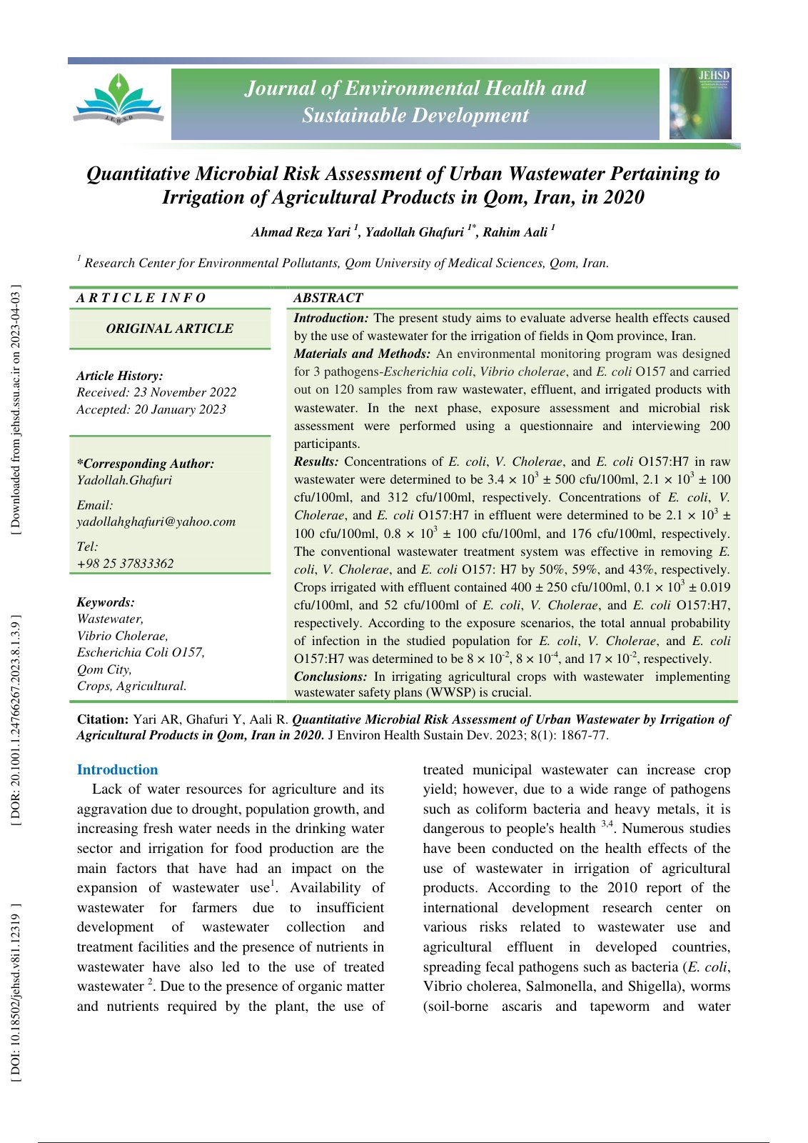 First page of Quantitative Microbial Risk Assessment o
