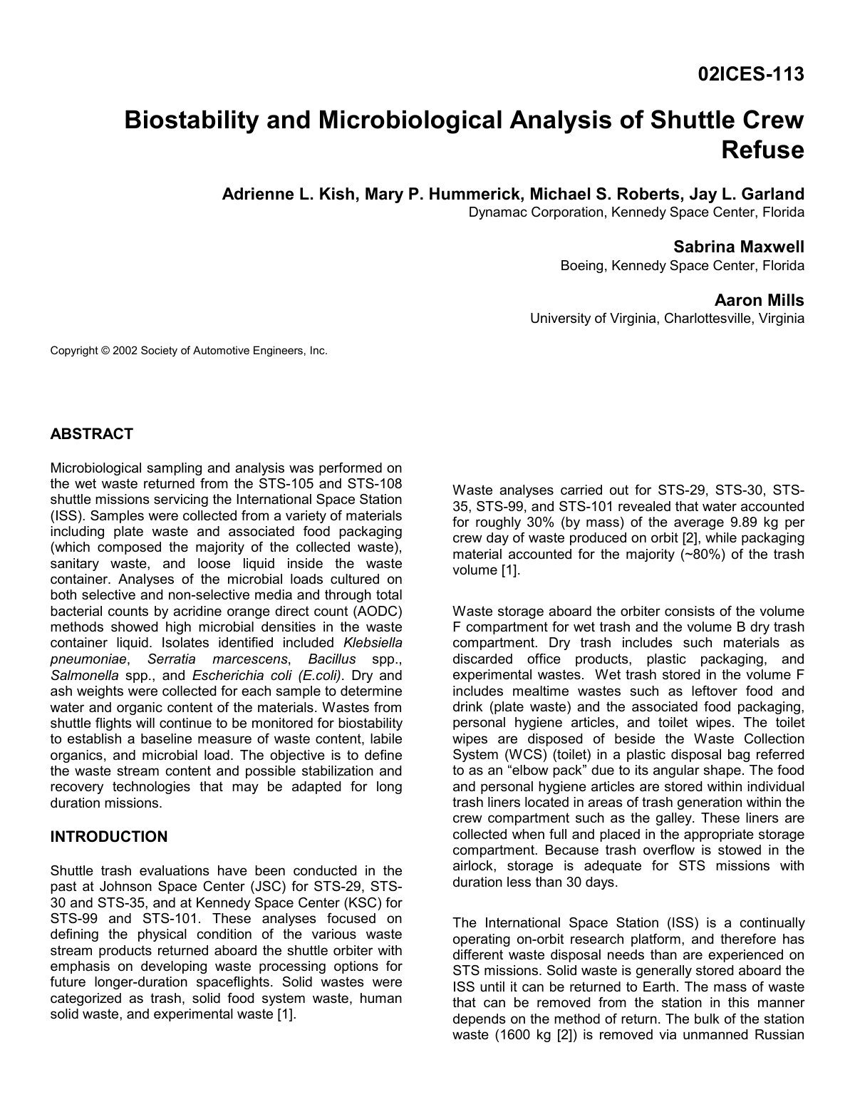First page of Biostability and Microbiological Analysi