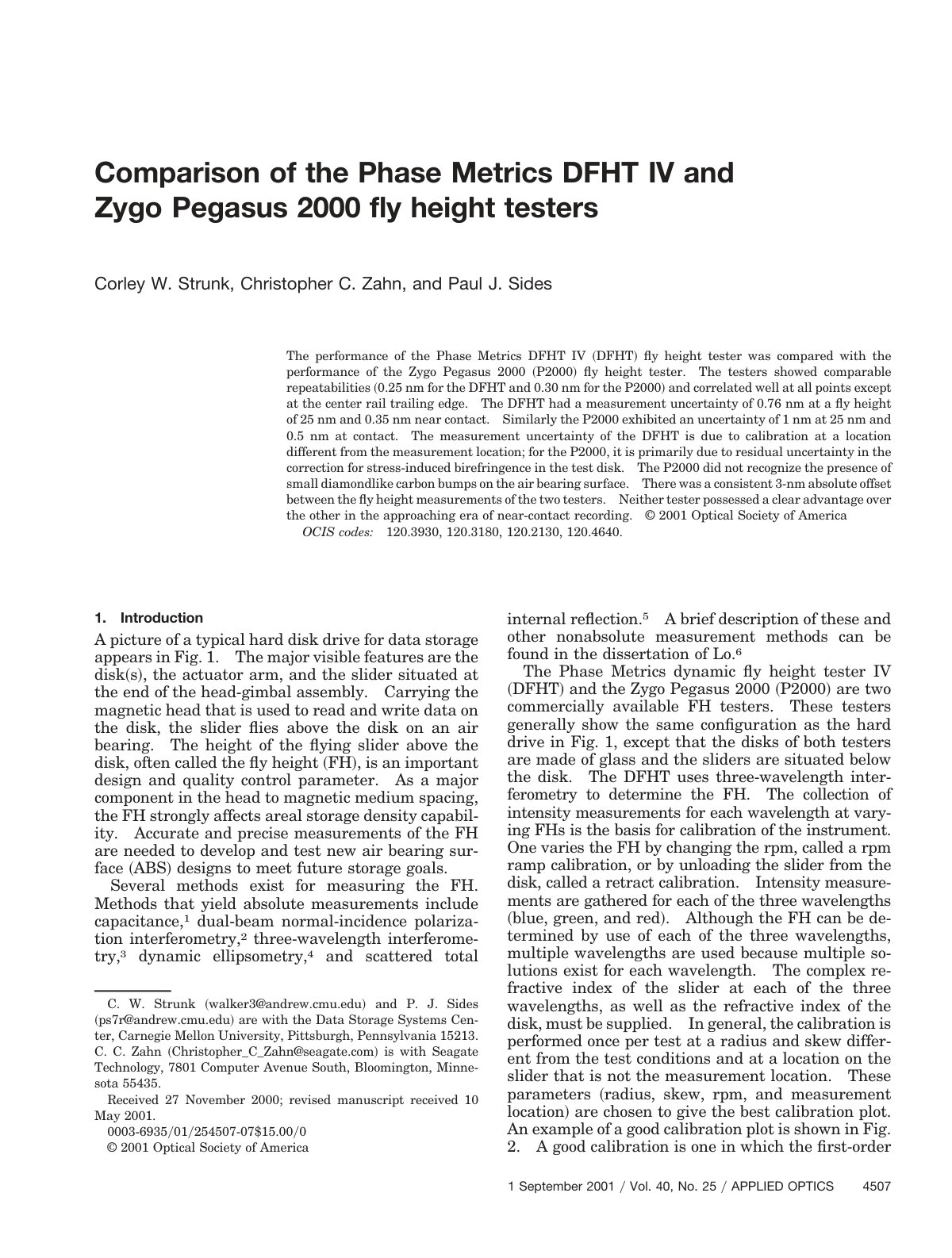 First page of Comparison of the Phase Metrics DFHT IV