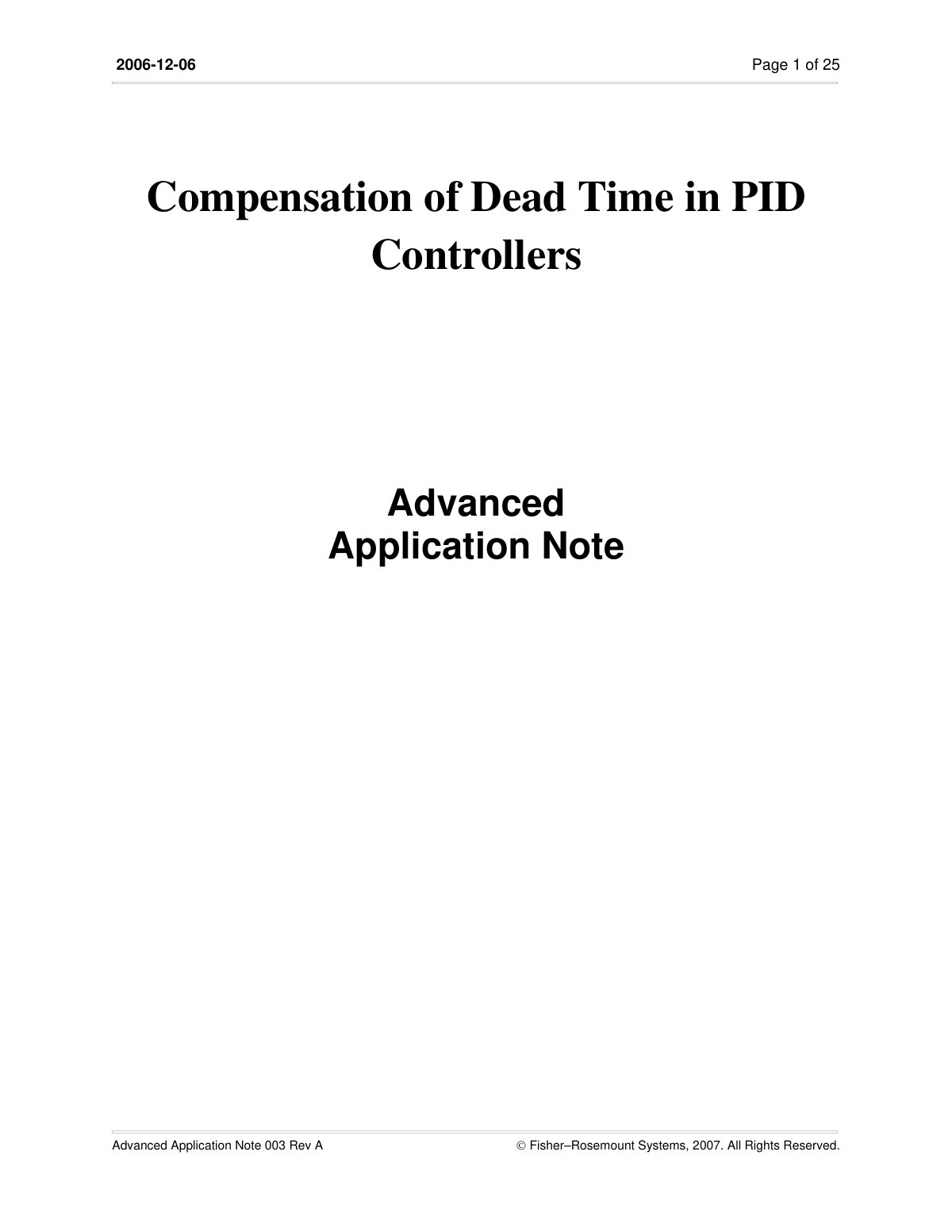 First page of Compensation of Dead Time in PID Controllers