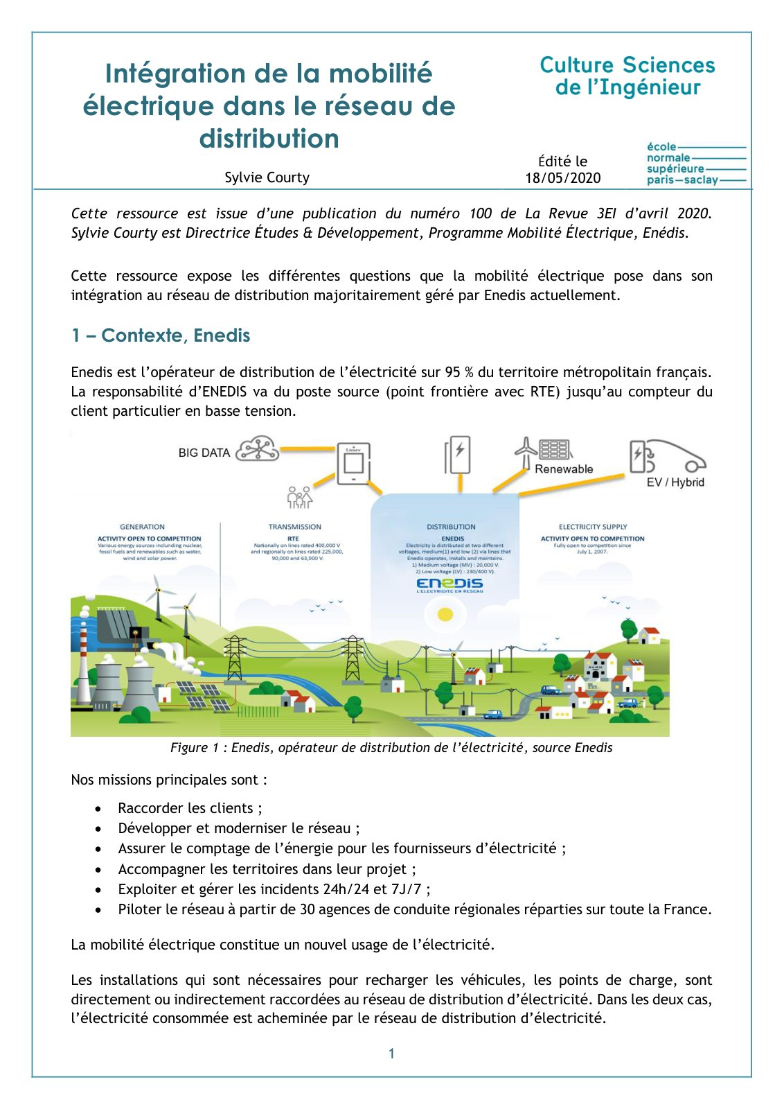 First page of integration mobilite electrique reseau distribution